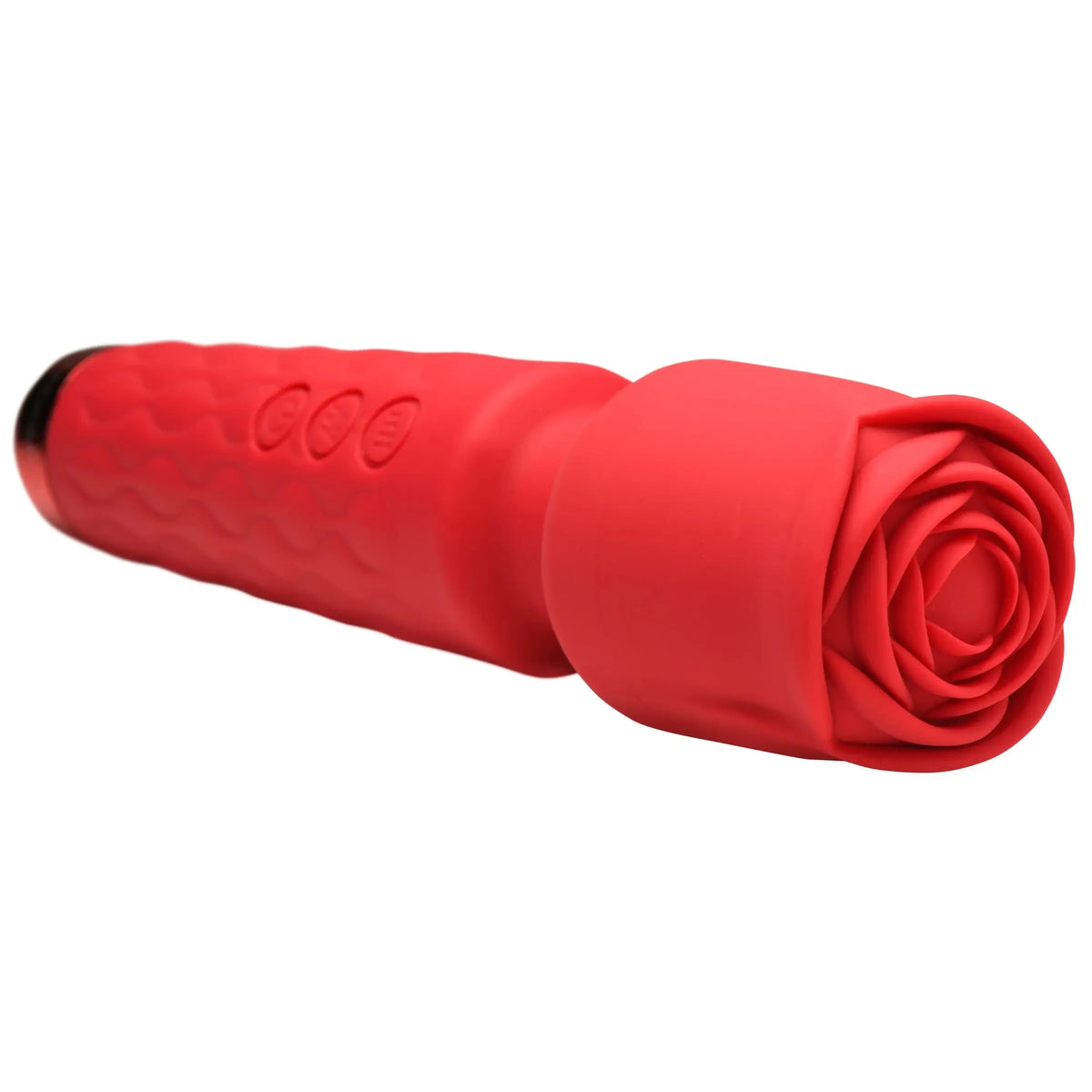 Pleasure Rose 10x Silicone Wand With Rose Attachment - Red – body-safe materials | Fu'Cha Exotics