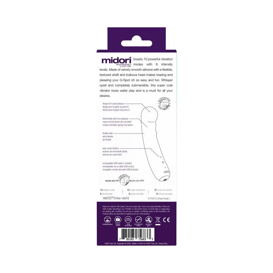 Midori Rechargeable G-Spot Vibe - Deep Purple – body-safe materials | Fu'Cha Exotics