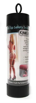Curb tip safety scissors in black retail tube package with label