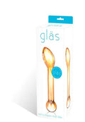 Glass anal slider with amber dropper ends, shown in retail box