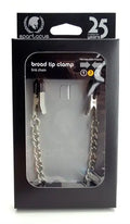 Broad tip clamp link chain with two silver metal clips and linked chain