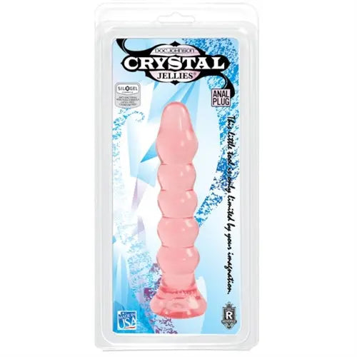 Crystal Jellies pink jelly anal plug with tapered segments and flared base