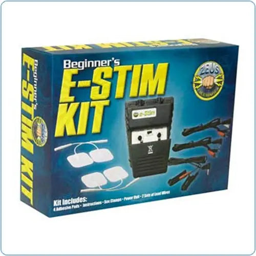 Electrosex kit retail box with controller and electrode pad attachments