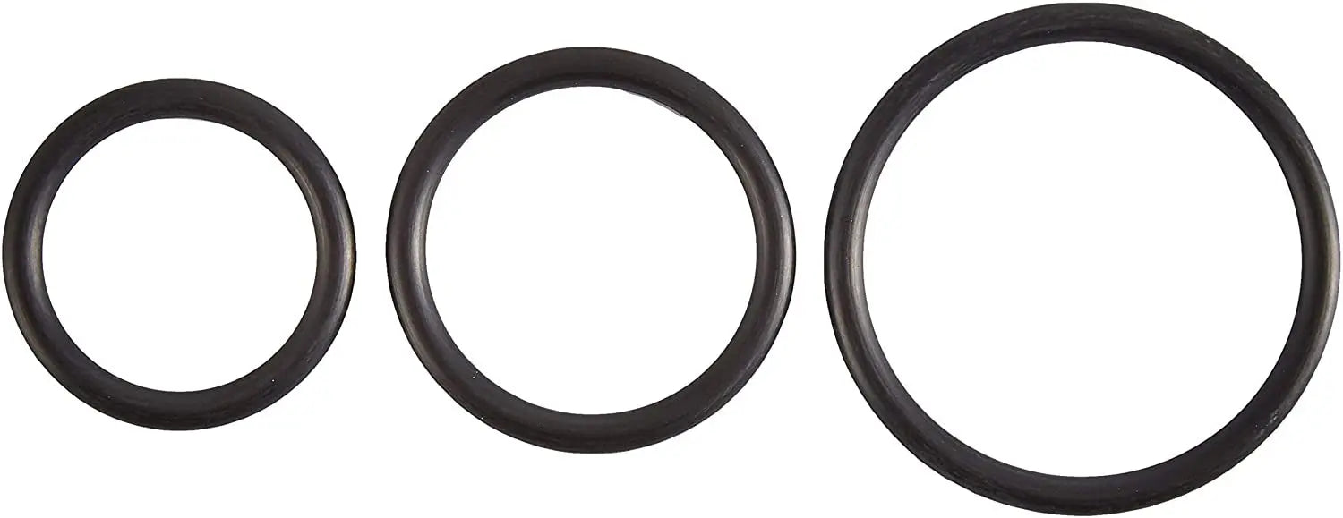 Rubber cock ring set with three black circular rings.