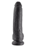 Black textured 9-inch dildo with balls, upright