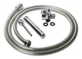 Chrome shower hose with fittings and washers, metal spray handle component