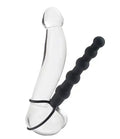 Silicone dual penetrator with black beaded shaft and securing ring