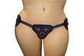 Plus size purple strap-on harness with front pouch and adjustable straps