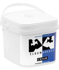 Elbow Grease original cream grease pail with white plastic lid and blue label, 64 oz