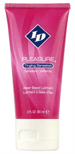 I-D Pleasure travel tube lubricant, pink tube with white cap, 2 oz.