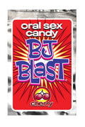 Cherry-flavored BJ Blast oral sex candy in red label foil packet