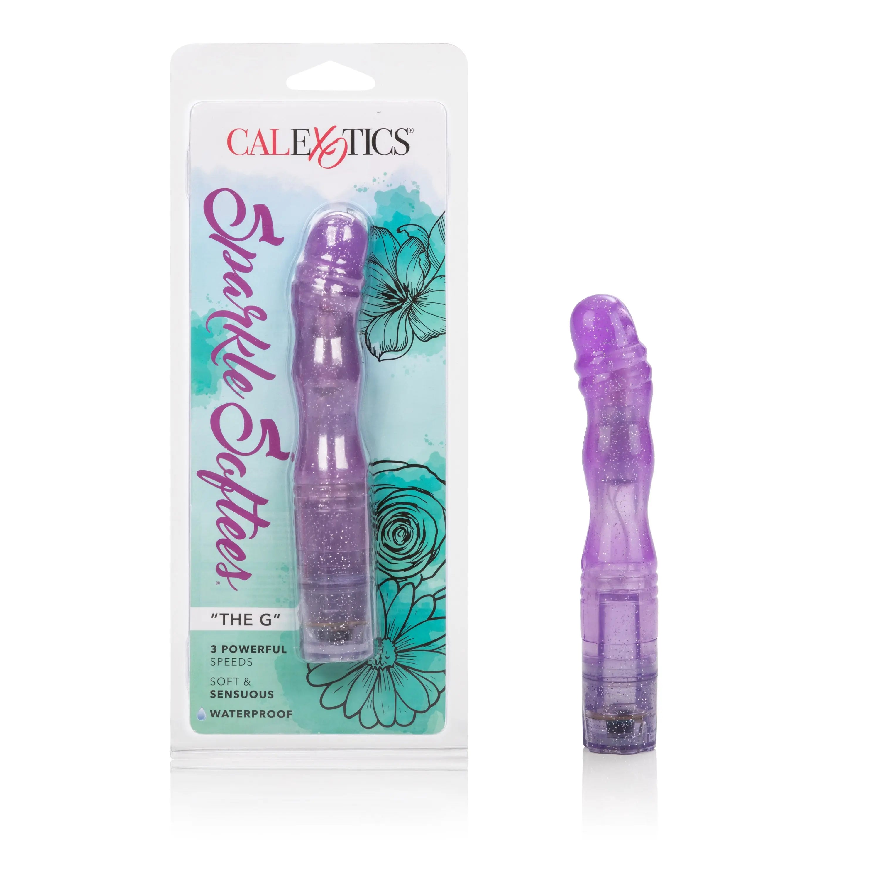 CALEXOTICS Sparkle Softees the G purple waterproof vibrator with textured grip