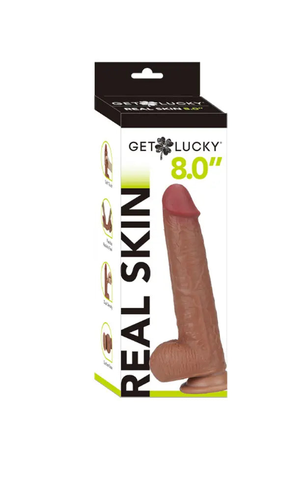 Real Skin 8" Dual Layer Dildo - Light Brown – body-safe TPE | Fu'Cha Exotics
