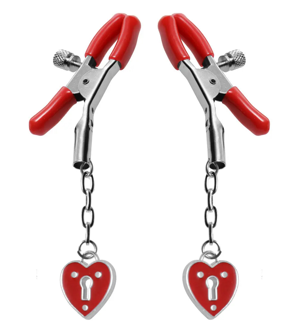 Charmed Heart Padlock Nipple Clamps – body-safe materials | Fu'Cha Exotics