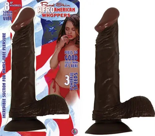 Dark brown vibrating dildo with ball tip and flared base
