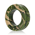 Camouflage comfort cockring, dark green and tan pattern, wide rounded band