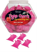 Tight Cherry tightening gel pillows in pink fishbowl jar with 6 packets