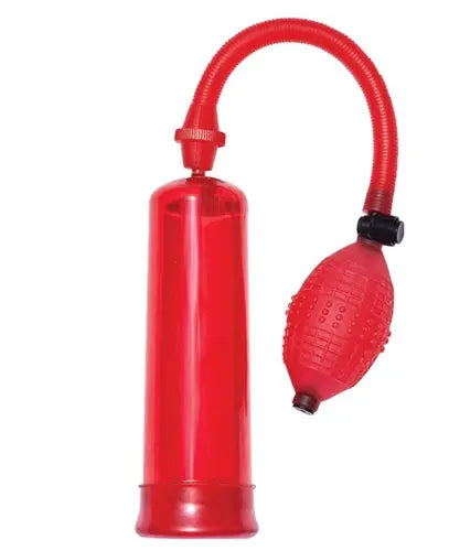Red air pump with flexible hose and nozzle bulb