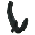 Black dual dildo, curved U-shape with two rounded tips