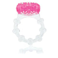 Pink and clear beaded bracelet with circular charm