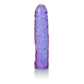 Translucent purple reflective gel dildo with veined texture, 8.5 inches