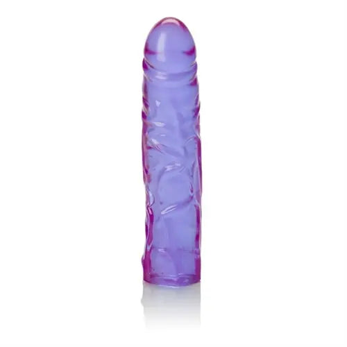 Translucent purple reflective gel dildo with veined texture, 8.5 inches