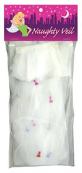 Sheer white veil with scattered colorful heart accents