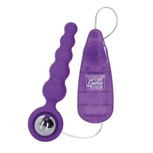 Purple booty shaker set with curved anal beads and teardrop controller