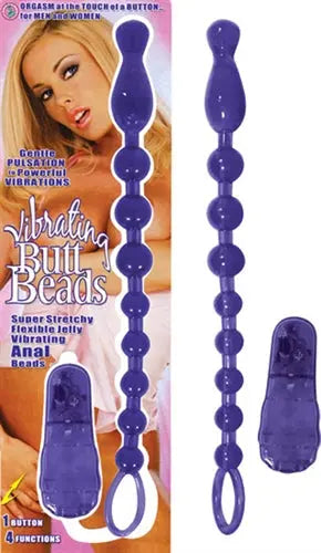 Purple vibrating butt beads with multiple bead segments and a curved base