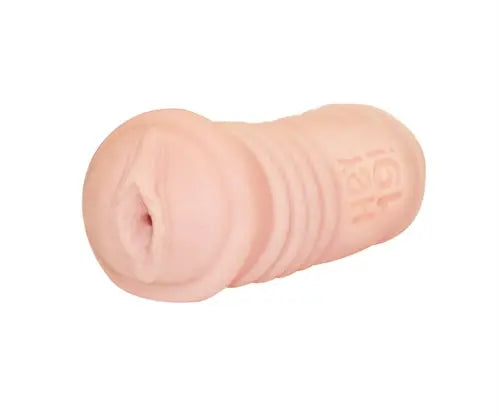 Pink silicone sex toy with ridged inner texture