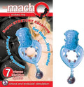 Blue stretchable cock ring with two bulb-like ends