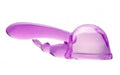 Purple rabbit-shaped dual stimulation wand attachment, translucent curved head