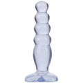 Clear silicone anal plug with rounded ridged shaft and flared base