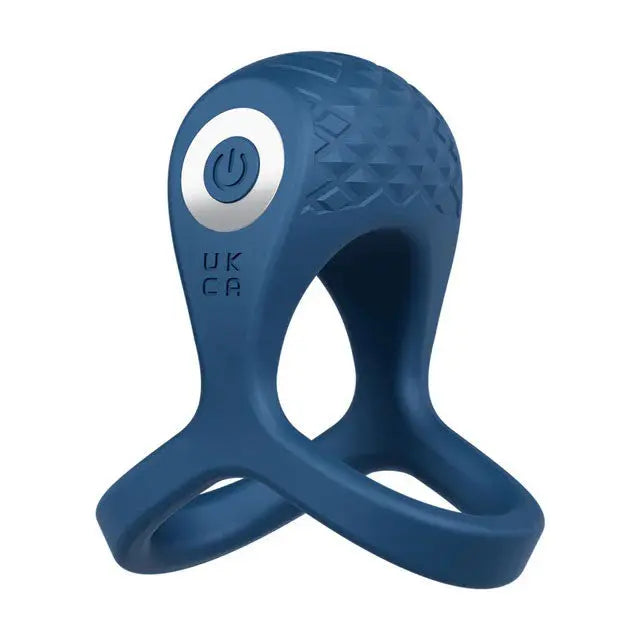 Blue flexible silicone ring with textured surface and oval opening