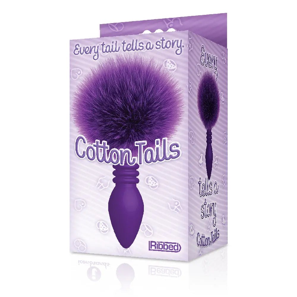 The 9's Cottontails Silicone Bunny Tail Butt Plug - Ribbed Purple – body-safe materials | Fu'Cha Exotics