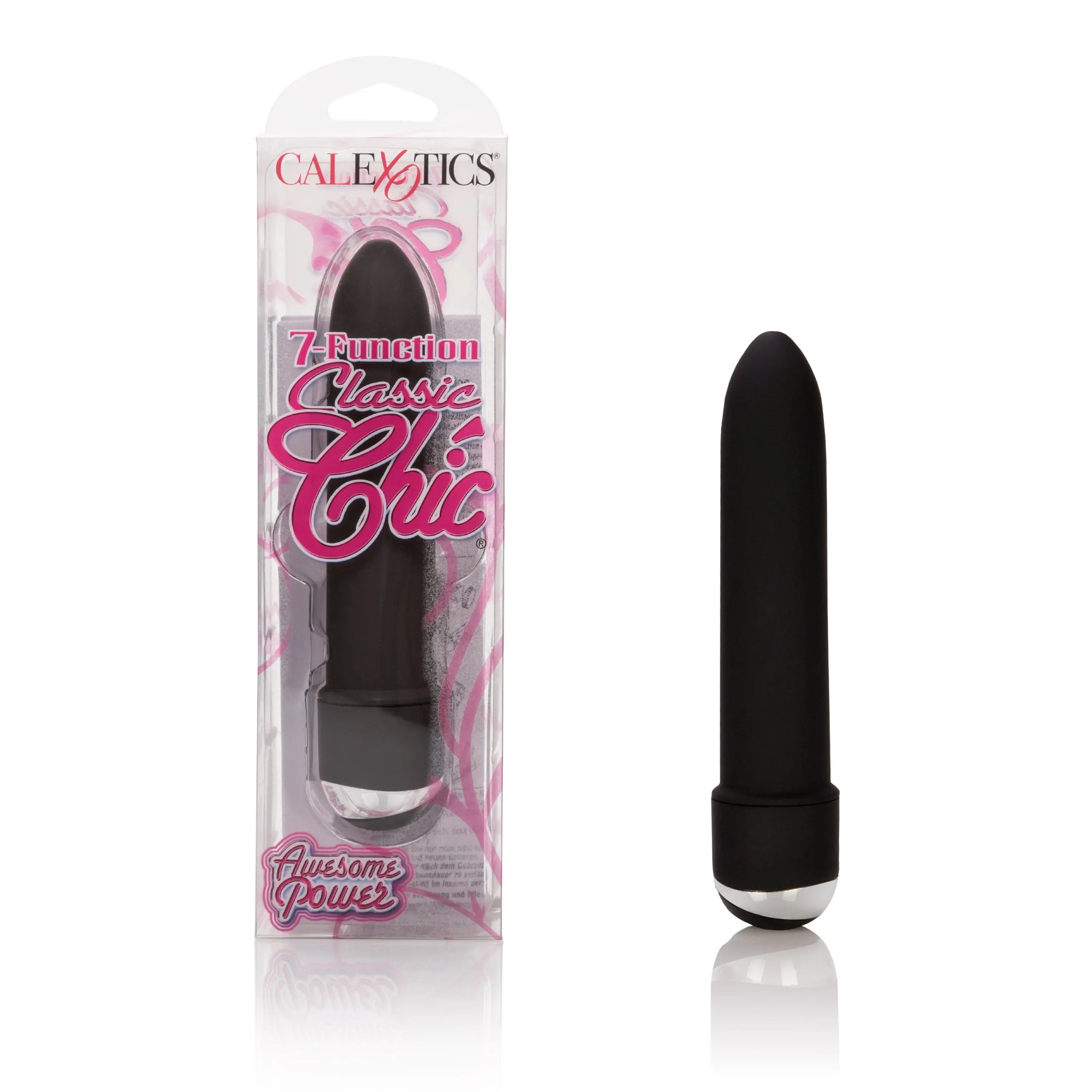 Black 7 Function Classic Chic 4-inch vibe with smooth curved tip