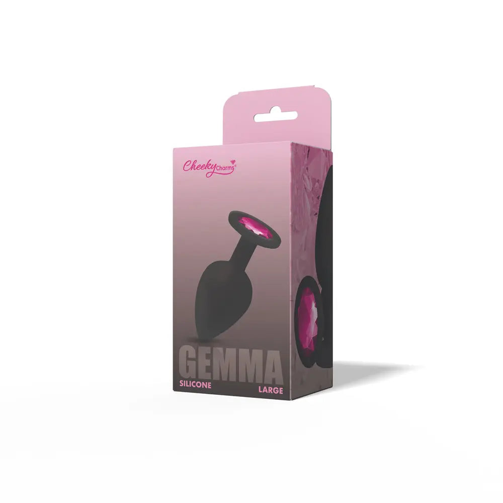Gemma Pink Gem Black Silicone Plug - Large – body-safe silicone fully waterproof | Fu'Cha Exotics