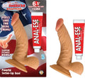 6.5-inch curved fleshy silicone sex toy with balls, plus lube tube