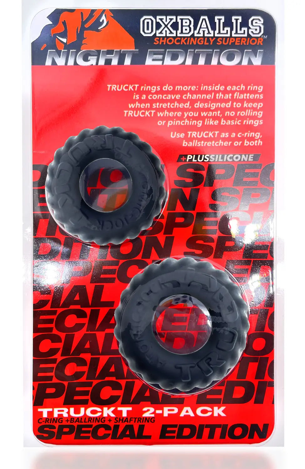 Truckt 2 Piece Cockring Set Atomic Jock - Night Black – body-safe materials | Fu'Cha Exotics