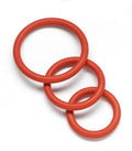 Red nitrile cock ring set with three circular rings