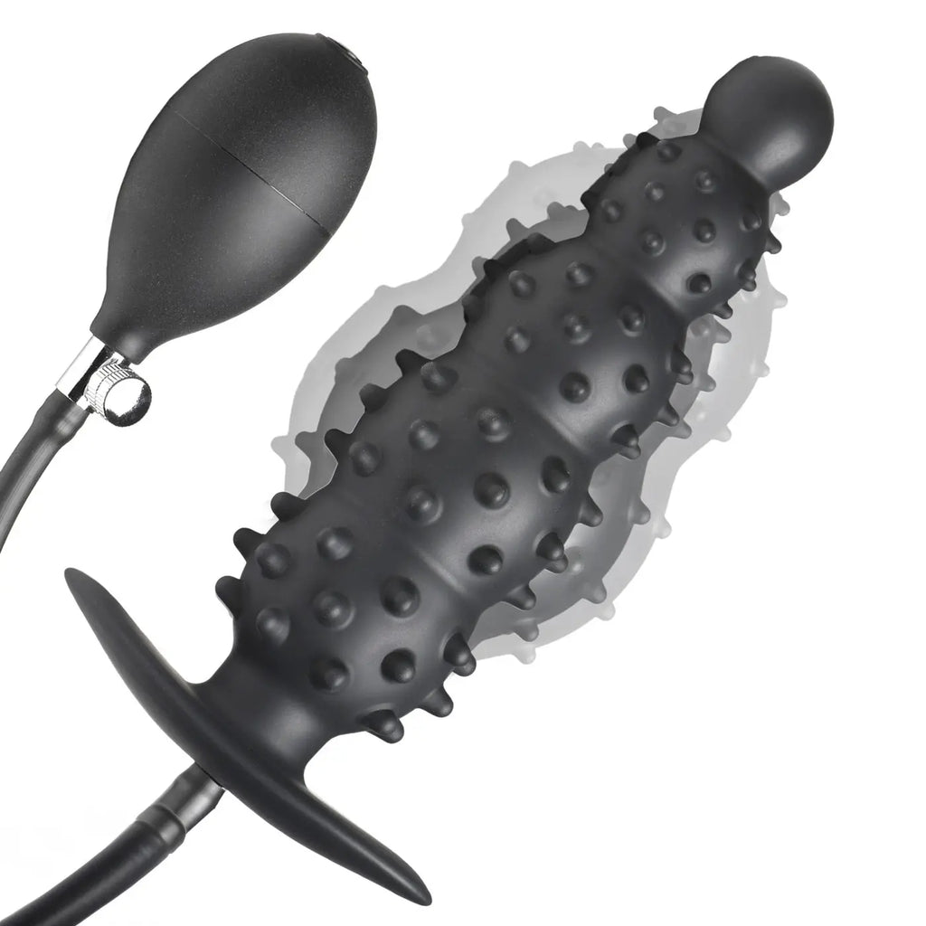 Ass Puffer Nubbed Inflatable Silicone Anal Plug - Black – body-safe materials | Fu'Cha Exotics
