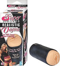 Realistic flesh-colored vagina masturbator with black sleeve