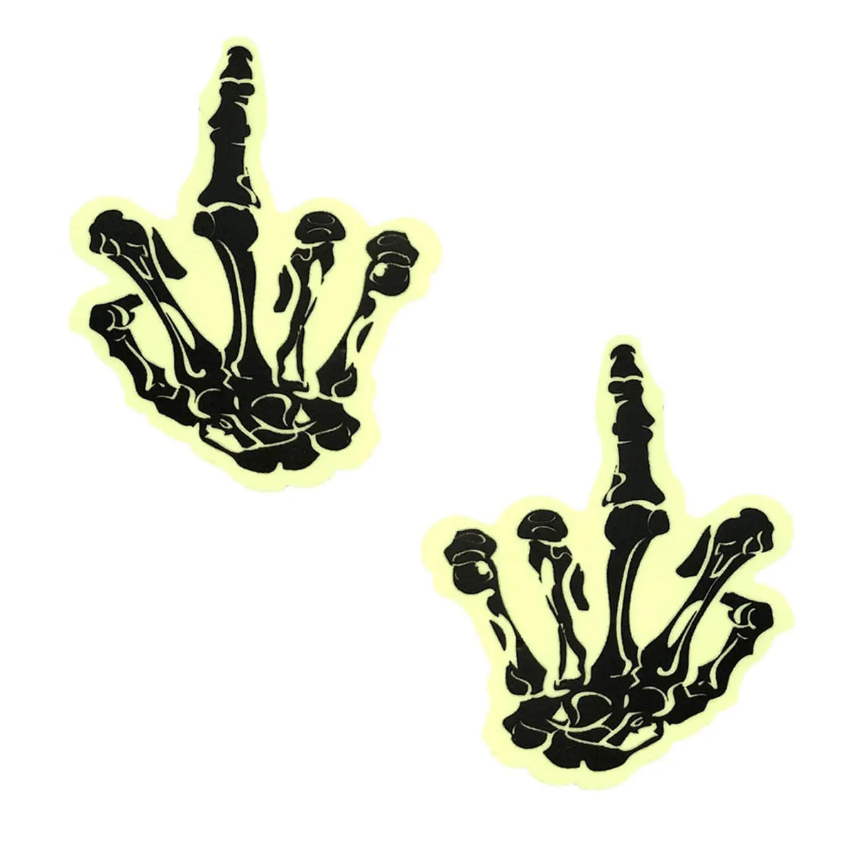 Fuck You Glow in the Dark Skeleton Hand Nipple Cover Pasties – body-safe materials | Fu'Cha Exotics