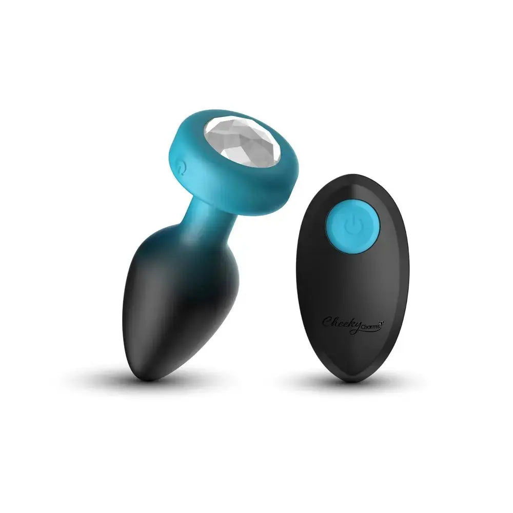 Eluxe Vibrating Clr Gem Bluombre Plug Md With Remote – body-safe materials | Fu'Cha Exotics