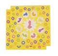 Fun party napkins with cartoon penis figures and colorful flowers on yellow