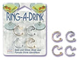 Gold and silver ring-a-drink drink identifiers set with four C-shaped hooks