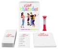 Adult charades party game set with box, cards, and red sand timer