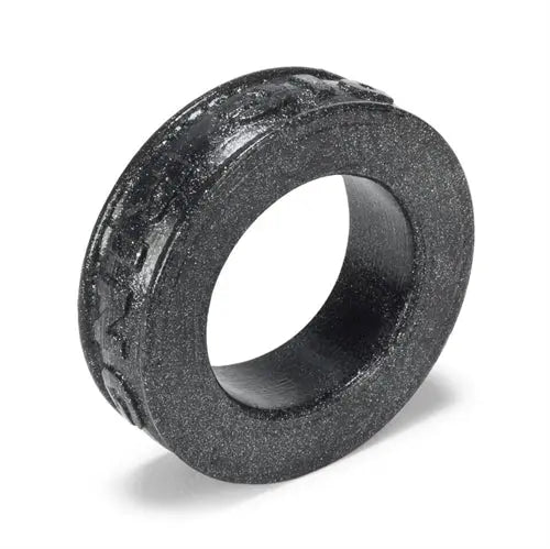 Dark gunmetal comfort cockring with smooth curved metal band, round profile