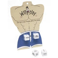 Beige card with Willy-Play logo, blue pants, and two white dice