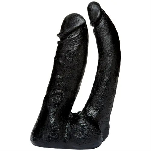 Black double-ended adult toy with two rounded tips